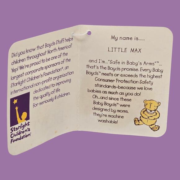 Rare Vintage NEW 10" Baby Boyds "Little Max" Squeaker Blue Dog Plush (1988-2002) - Picture 15 of 16